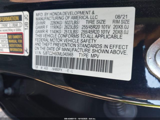 2021 ACURA RDX 5J8TC2H60ML040965 Photo 8