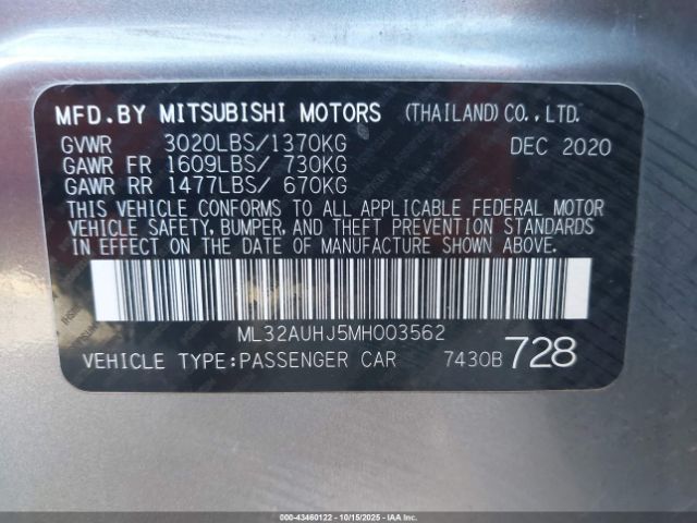 2021 MITSUBISHI MIRAGE ML32AUHJ5MH003562 Photo 8