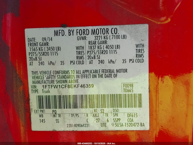 Ford F-150 Stx 2014 1FTFW1CF8EKF46359 Image 9