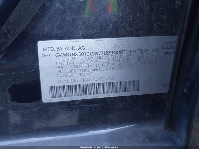 2012 AUDI A4 WAUSFAFL6CA012728 Photo 8