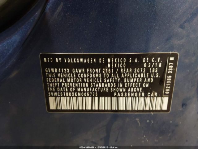 2019 VOLKSWAGEN JETTA 3VWC57BUXKM005775 Photo 8