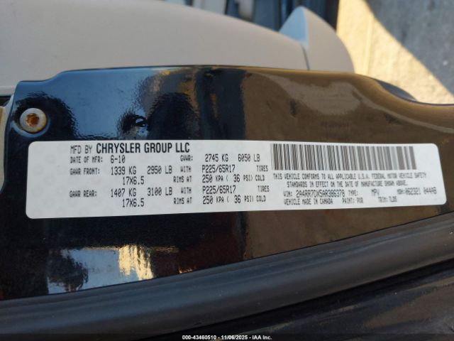 2010 CHRYSLER TOWN & COUNTRY 2A4RR7DX5AR386378 Photo 8