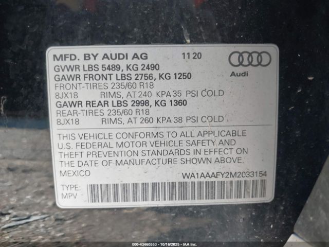 2021 AUDI Q5 WA1AAAFY2M2033154 Photo 8