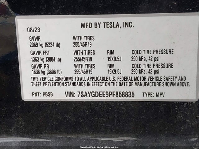 2023 TESLA MODEL Y 7SAYGDEE9PF858835 Photo 8