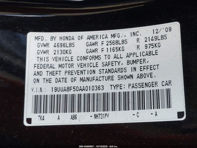 2010 ACURA TL 19UUA8F50AA010363 Photo 8