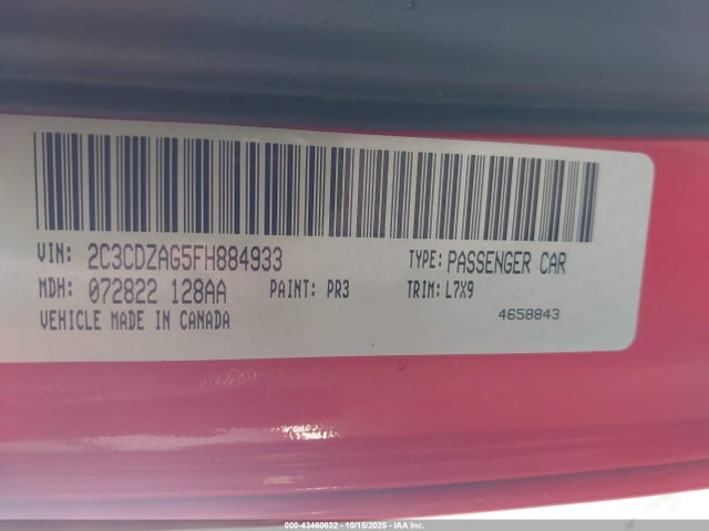 Dodge Challenger Sxt 2015 2C3CDZAG5FH884933 Image 9