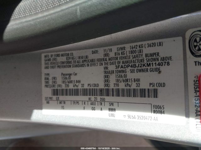 2019 FORD FIESTA 3FADP4BJ2KM114078 Photo 8