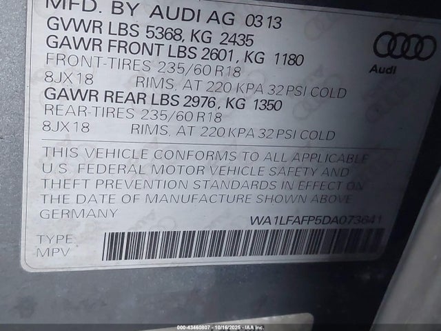 2013 AUDI Q5 WA1LFAFP5DA073641 Photo 8