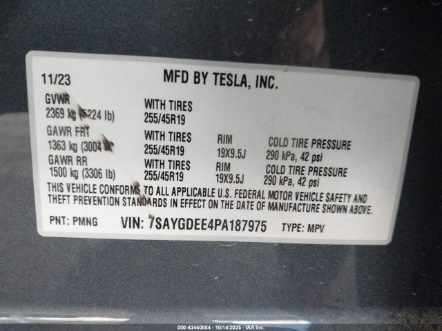 2023 TESLA MODEL Y 7SAYGDEE4PA187975 Photo 8