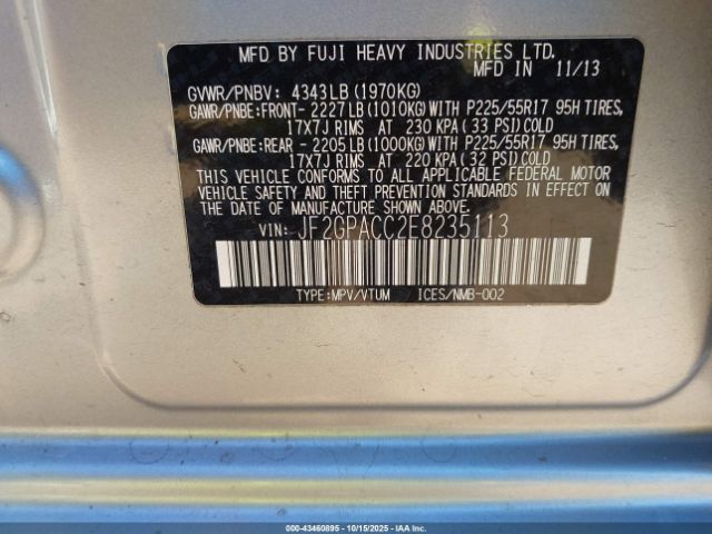 2014 SUBARU XV CROSSTREK JF2GPACC2E8235113 Photo 8