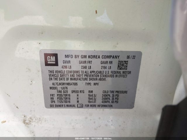 2022 CHEVROLET TRAX KL7CJKSM1NB547695 Photo 8