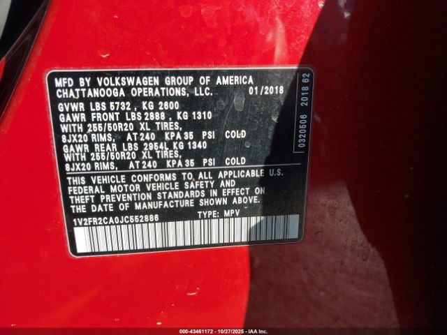 2018 VOLKSWAGEN ATLAS 1V2FR2CA0JC552886 Photo 8