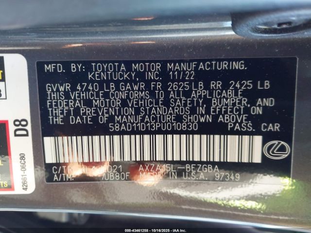 2023 LEXUS ES 250 58AD11D13PU010830 Photo 8