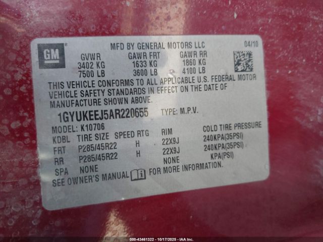 2010 CADILLAC ESCALADE HYBRID 1GYUKEEJ5AR220655 Photo 8