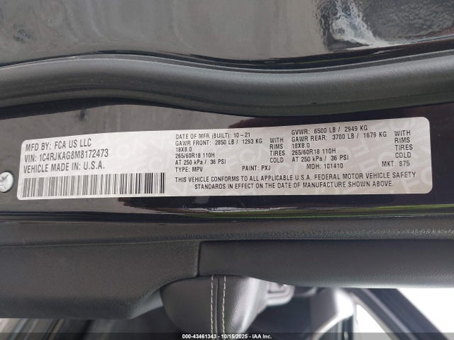 2021 JEEP GRAND CHEROKEE L 1C4RJKAG8M8172473 Photo 8