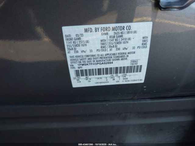 2023 FORD EXPLORER 1FMSK7FH3PGA92694 Photo 8