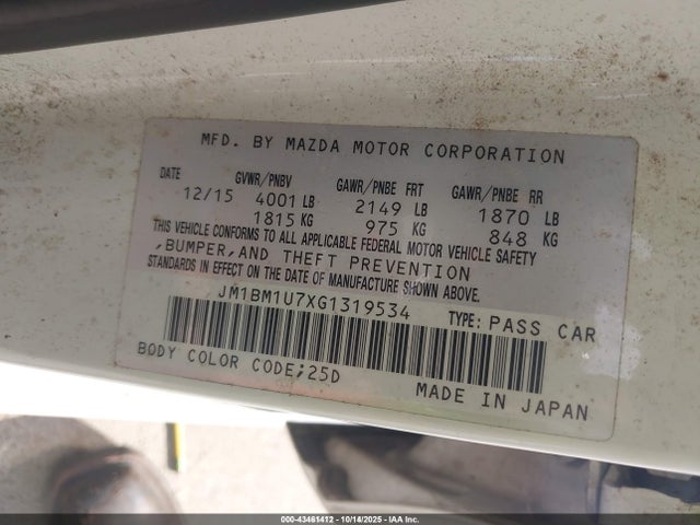 JM1BM1U7XG1319534 Mazda Mazda3 I Sport