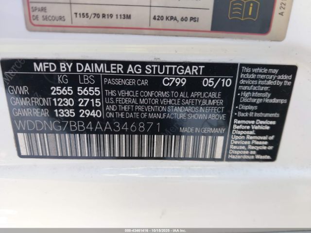 2010 MERCEDES-BENZ S 550 WDDNG7BB4AA346871 Photo 8