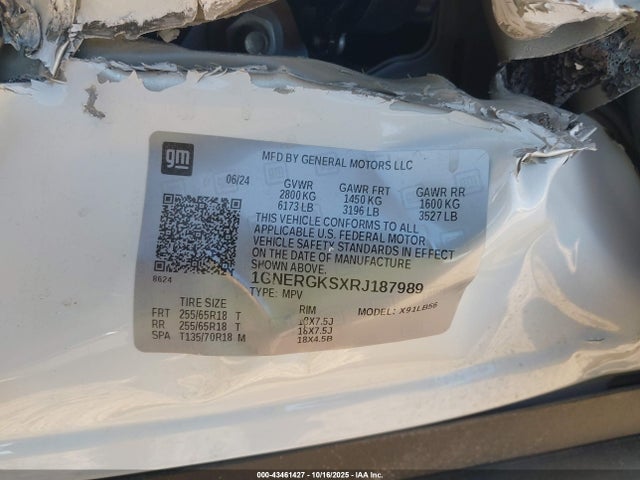 1GNERGKSXRJ187989 Chevrolet Traverse Fwd Lt