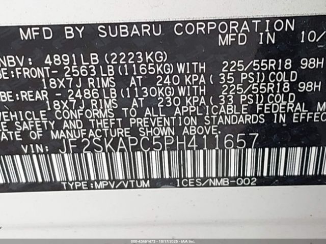 2023 SUBARU FORESTER JF2SKAPC5PH411657 Photo 8