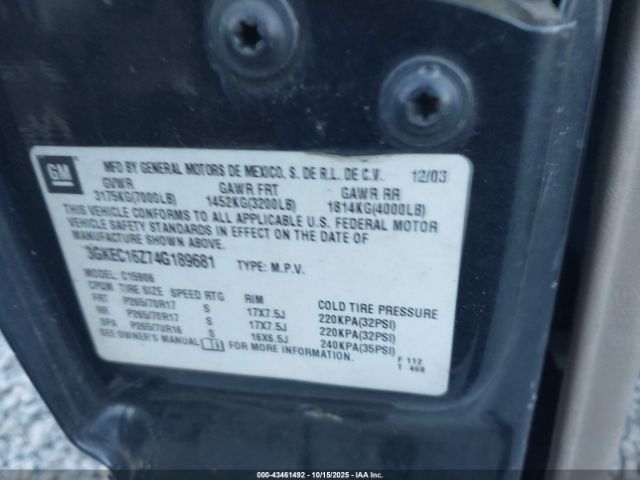 2004 GMC YUKON XL 1500 3GKEC16Z74G189681 Photo 8