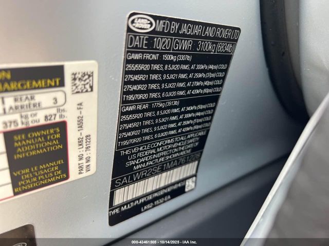 2021 LAND ROVER RANGE ROVER SPORT SALWR2SE1MA761228 Photo 8