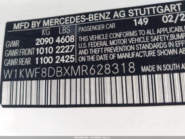 2021 MERCEDES-BENZ C 300 W1KWF8DBXMR628318 Photo 8