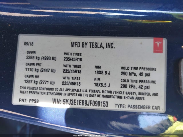 2018 TESLA MODEL 3 5YJ3E1EB9JF090153 Photo 8