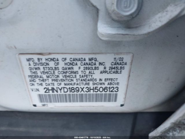 2003 ACURA MDX 2HNYD189X3H506123 Photo 8