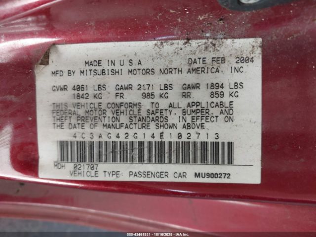 2004 CHRYSLER SEBRING 4C3AG42G14E102713 Photo 8