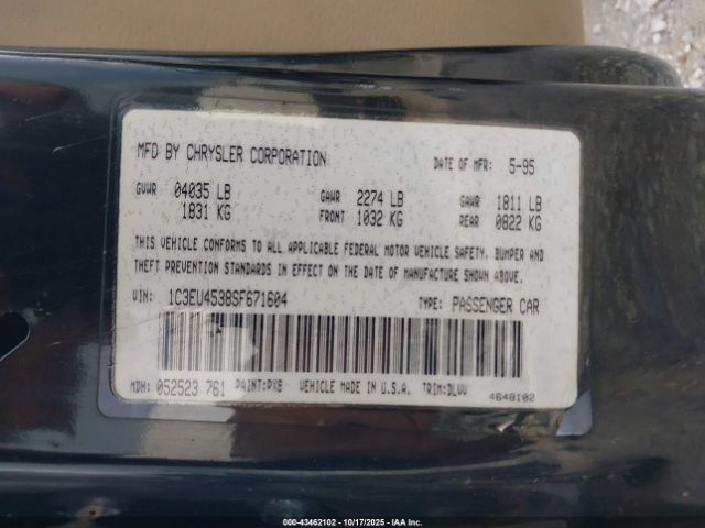 1995 CHRYSLER LEBARON 1C3EU4538SF671604 Photo 8