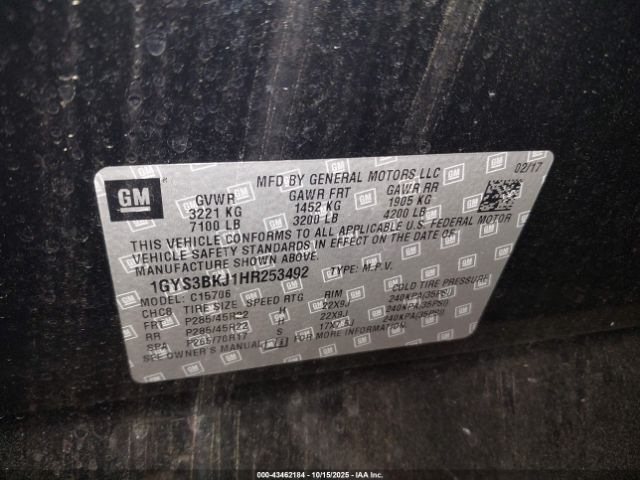 2017 CADILLAC ESCALADE 1GYS3BKJ1HR253492 Photo 8