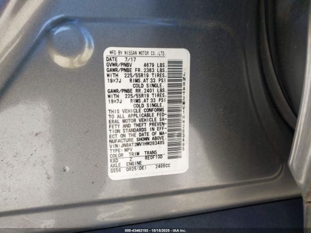 2017 NISSAN ROGUE JN8AT2MV1HW283485 Photo 8