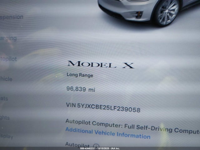 2020 TESLA MODEL X 5YJXCBE25LF239058 Photo 6