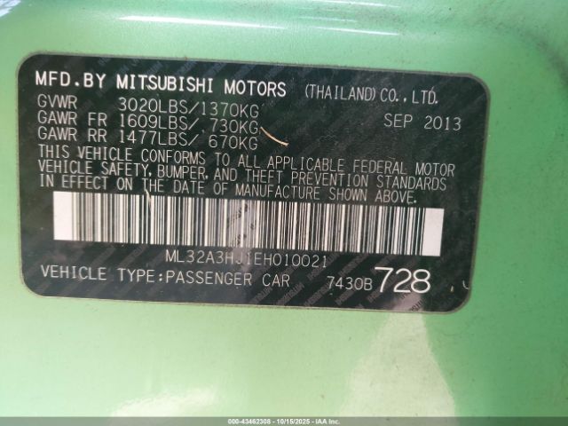 2014 MITSUBISHI MIRAGE ML32A3HJ1EH010021 Photo 8