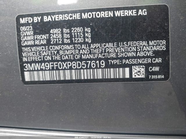 2023 BMW 3 SERIES 3MW49FF0XP8D57619 Photo 8