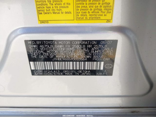 2007 LEXUS GS 350 JTHBE96S570023564 Photo 8