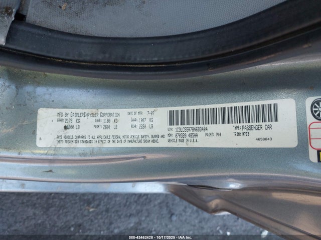 Aukcja sprzedaży 2008 Chrysler Sebring Touring, vin: 1C3LC55R78N693404, numer aukcji: 43462428