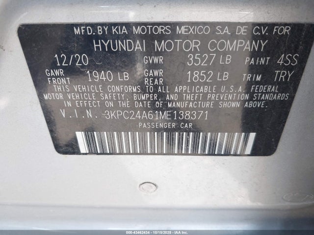 Hyundai ACCENT SE 2021 3KPC24A61ME138371 Image 9