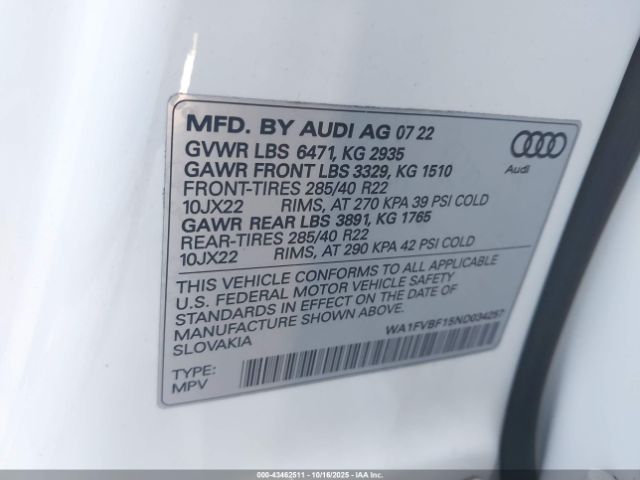 2022 AUDI Q8 WA1FVBF15ND034257 Photo 8