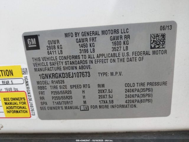 2014 CHEVROLET TRAVERSE 1GNKRGKD3EJ107673 Photo 8