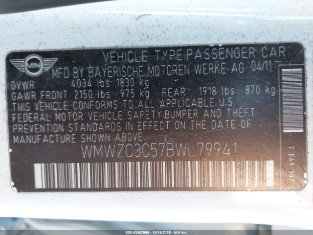 2011 MINI COOPER S COUNTRYMAN WMWZC3C57BWL79941 Photo 8