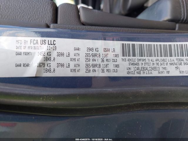 2020 JEEP GRAND CHEROKEE 1C4RJEBG4LC245513 Photo 8