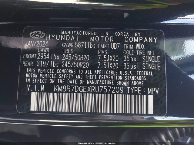Hyundai Palisade Calligraphy 2024 KM8R7DGEXRU757209 Image 9