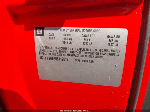 2008 CHEVROLET CORVETTE 1G1YY26E685112612 Photo 8