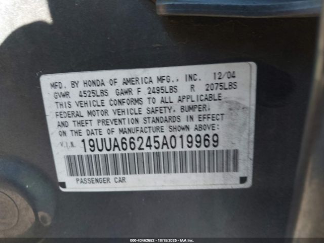 2005 ACURA TL 19UUA66245A019969 Photo 8
