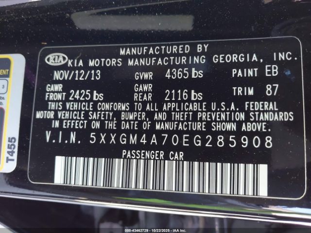 2014 KIA OPTIMA 5XXGM4A70EG285908 Photo 8
