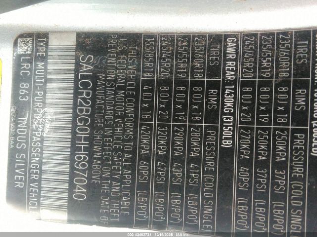 2017 LAND ROVER DISCOVERY SPORT SALCR2BG0HH697040 Photo 8