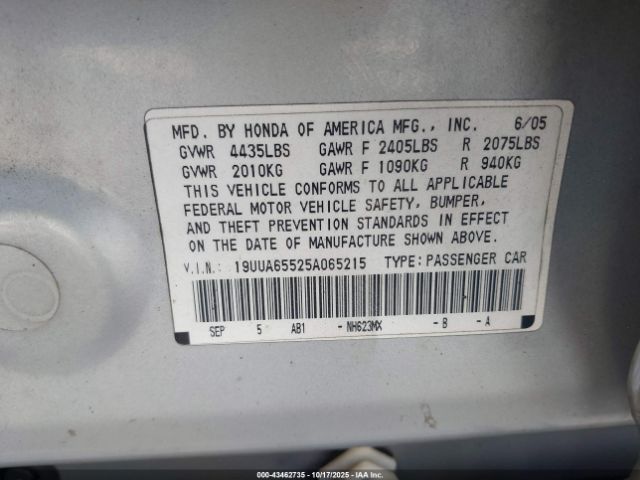 2005 ACURA TL 19UUA65525A065215 Photo 8