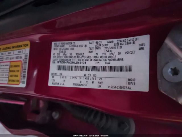 2021 FORD RANGER 1FTER4FHXMLD63104 Photo 8